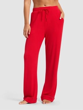 Cozy Earth Women's Bamboo Rib-Knit Classic Pajama Pant Crimson Medium NWT $78